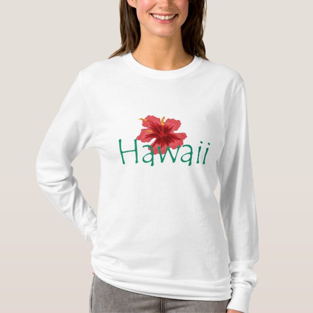 Dam Hawaii hibiscus roodie Tee Shirt (Framsida)