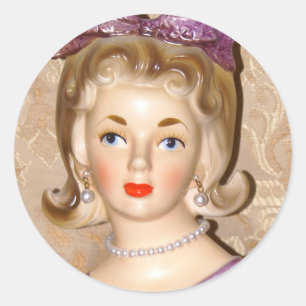 Dam Head Vas Big Lila Bow Glam Flied Hair Runt Klistermärke