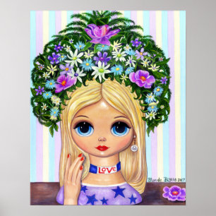 Dam Head Vas Kärlek 1960-talet Blythe Flower Child Poster