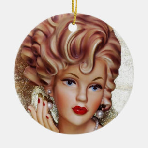 Dam Head Vas Sassy Spiral Hair Beauty in Black Julgransprydnad Keramik