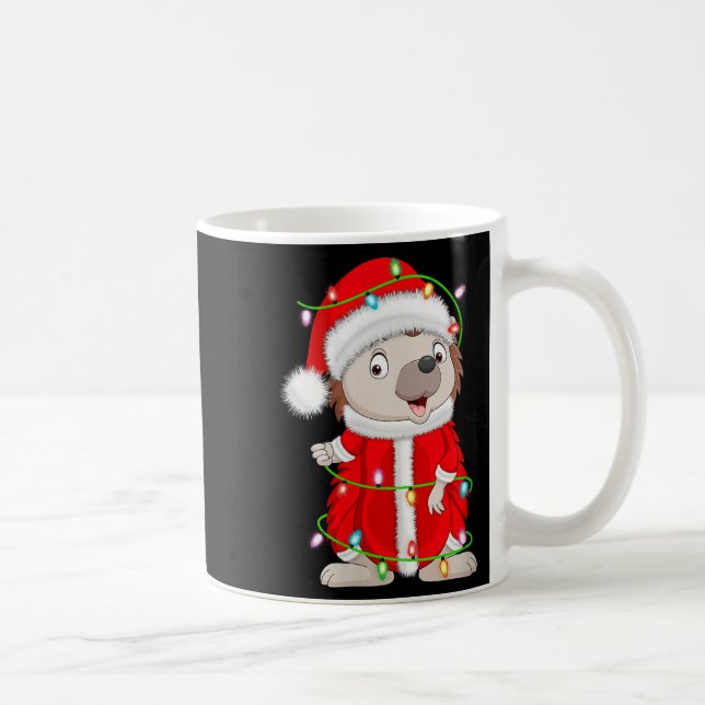 Dam Hedgehog Julbelysning Tomte Kostym Klipp Kaffemugg (Höger)