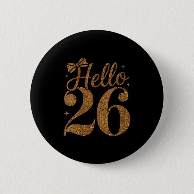 Dam Hello 26 Gott Nytt År Firande Matchande Knapp (Framsida)