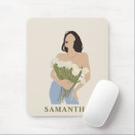 Dam Holding Bouquet of Flowers Grönt Abstrakt Art Musmatta<br><div class="desc">Dam Holding Bouquet of Flowers Grönt Abstrakt Art</div>