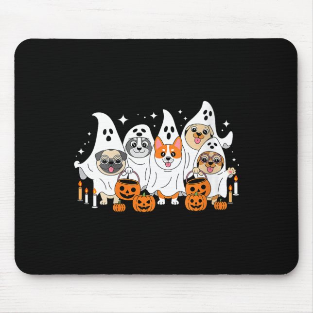 Dam Hund Spöke Halloween V-ringad Musmatta (Framsidan)