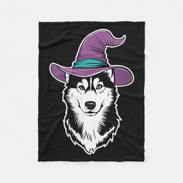 Dam Husky Häxa Hund Halloween 1 Fleecefilt (Framsidan)