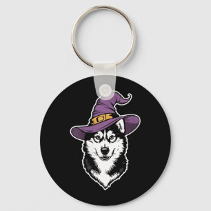 Dam Husky Häxa Hund Halloween Nyckelring
