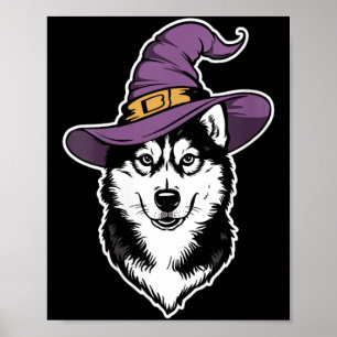 Dam Husky Häxa Hund Halloween Poster
