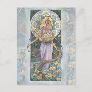 Dam i April Art nouveau Birthstone Series Vykort