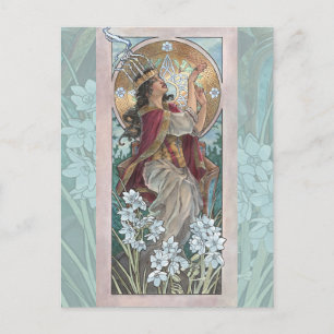 Dam i Art nouveau Birthstone-serien i december Vykort
