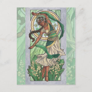 Dam i Art nouveau Birthstone-serien i maj Vykort