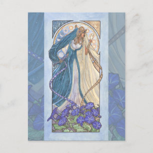 Dam i Art nouveau Birthstone-serien i september Vykort