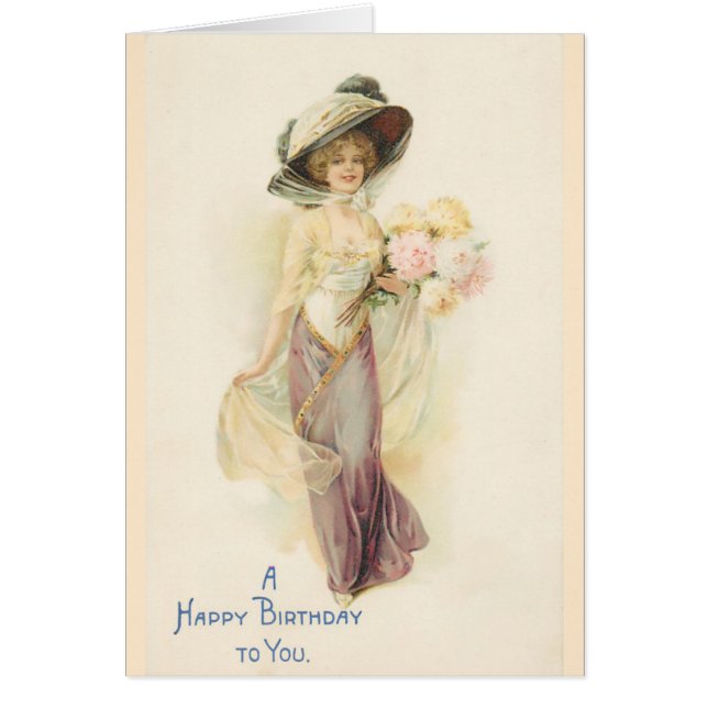 Dam i beige och brunt hälsningskort (Framsidan)