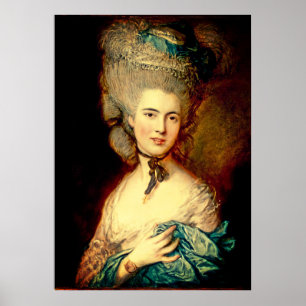 Dam i blå georgisk duchess gainsborough poster