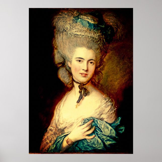 Dam i blå georgisk duchess gainsborough poster (Framsidan)