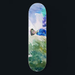Dam i blå kruka - vattenfärgsfärg mini skateboard bräda 18,5 cm<br><div class="desc">Artwork by Brady Arnold</div>