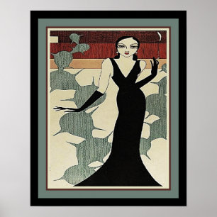 Dam i Black Dress ca. 1931 Art Deco Poster