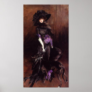 Dam i Black med Greyhound Poster