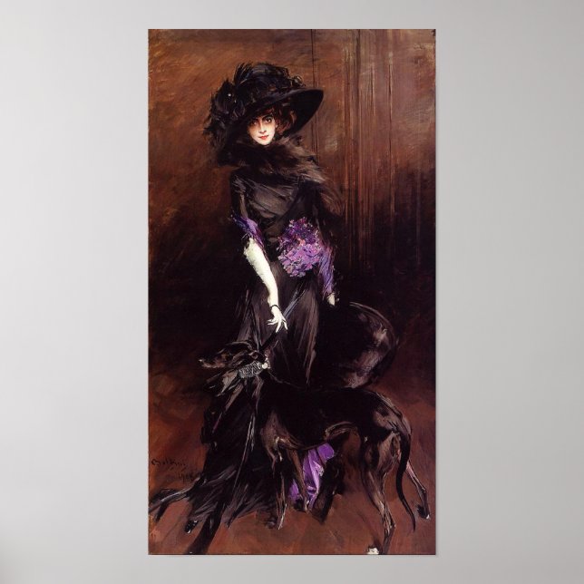 Dam i Black med Greyhound Poster (Framsidan)