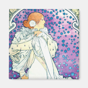 Dam i Camelias, Alphonse Mucha Magnet