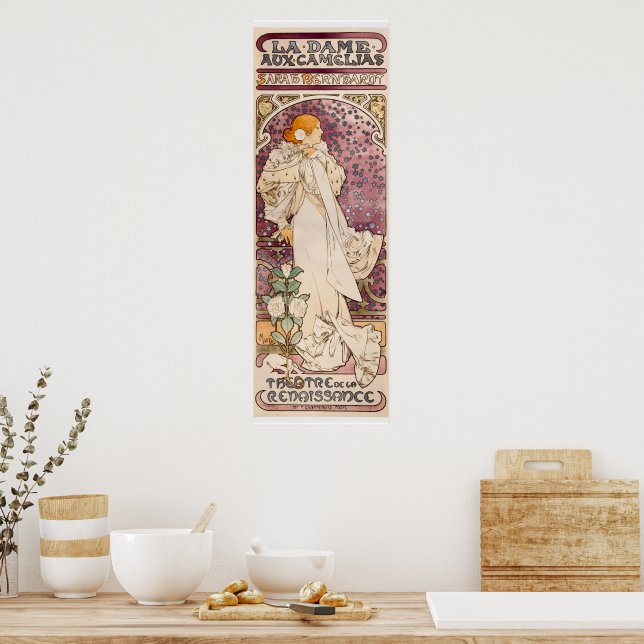 Dam i Camellias av Alphonse Mucha Poster (Kök)