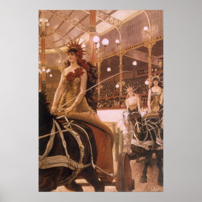 Dam i Cars (även känt som Circus) av James Tissot Poster (Framsidan)