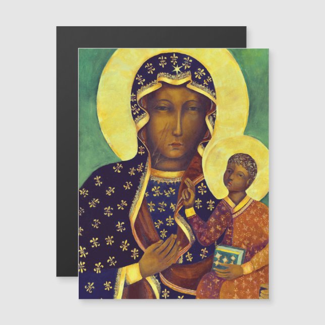 Dam i Czestochowa Black Madonna Icon Poland (Fram/baksida)