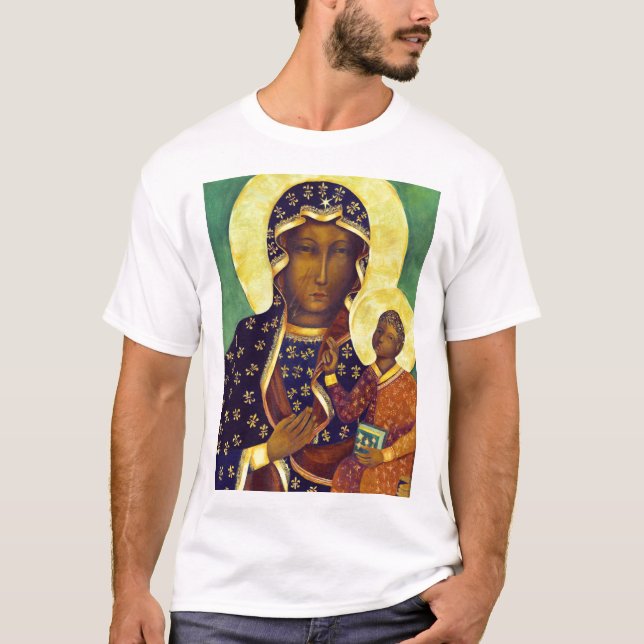 Dam i Czestochowa Black Madonna Icon Poland T Shirt (Framsida)