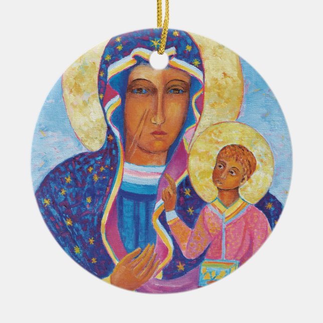 Dam i Czestochowa Black Madonna Polen Julgransprydnad Keramik (Framsidan)
