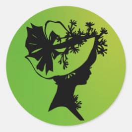 Dam i en Bonnet 20-Grönt AH2010 Runt Klistermärke