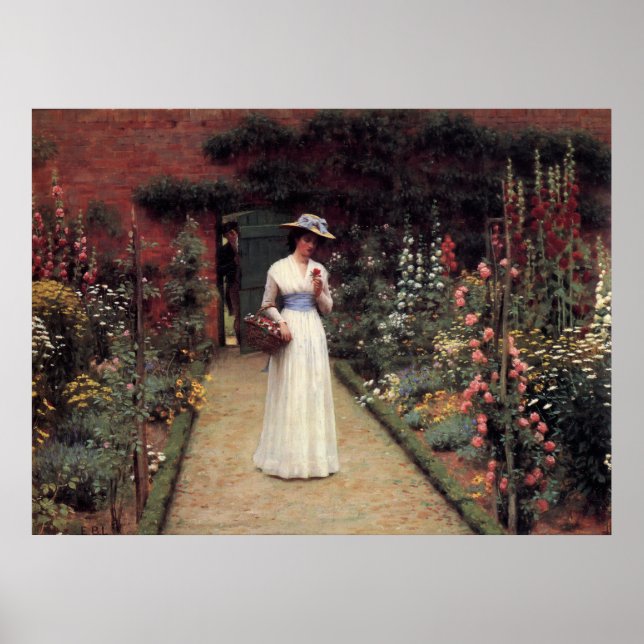 Dam i en Garden - Edmund Blair Leighton Poster (Framsidan)