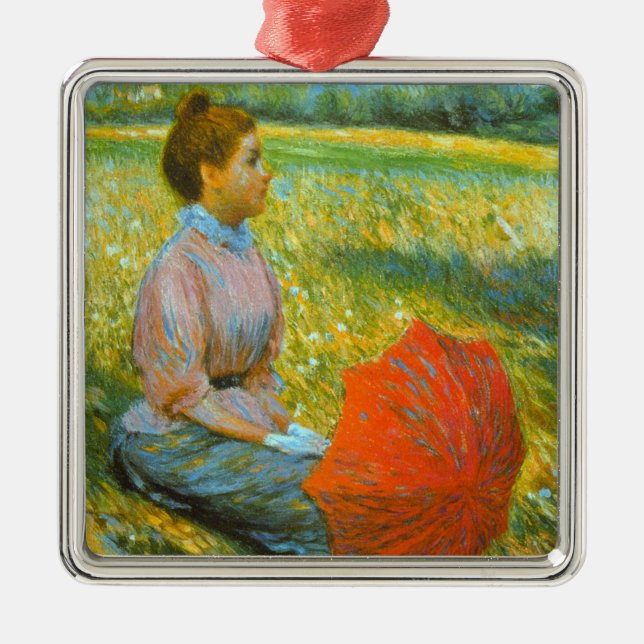 Dam i en Grönt Julgransprydnad Metall (Framsidan)