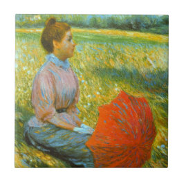 Dam i en Grönt Kakelplatta