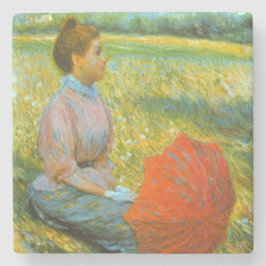 Dam i en Grönt Stenunderlägg