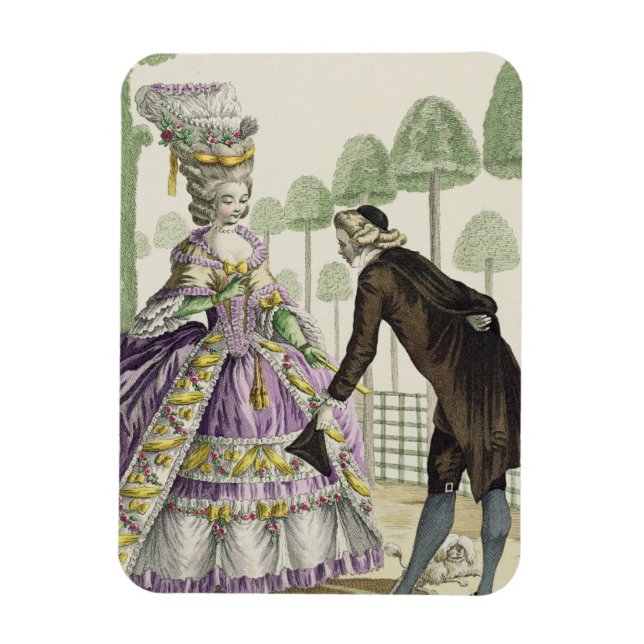 Dam i en Lilac Dress Promenades i trädgården Magnet (Vertikal)