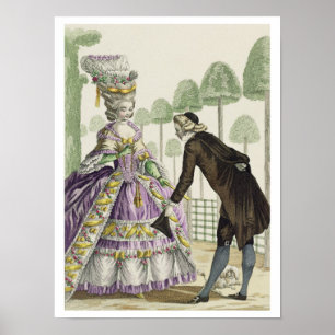 Dam i en Lilac Dress Promenades i trädgården Poster