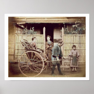 Dam i en rickshaw, c.1890-tal (färgadens foto) poster