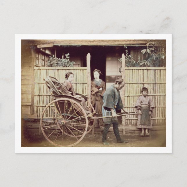 Dam i en rickshaw, c.1890-tal (färgadens foto) vykort (Framsida)
