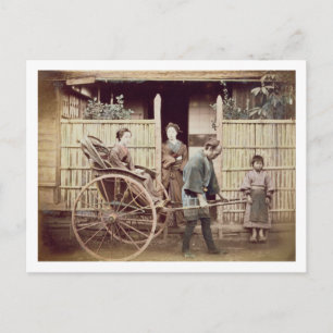 Dam i en rickshaw, c.1890-tal (färgadens foto) vykort