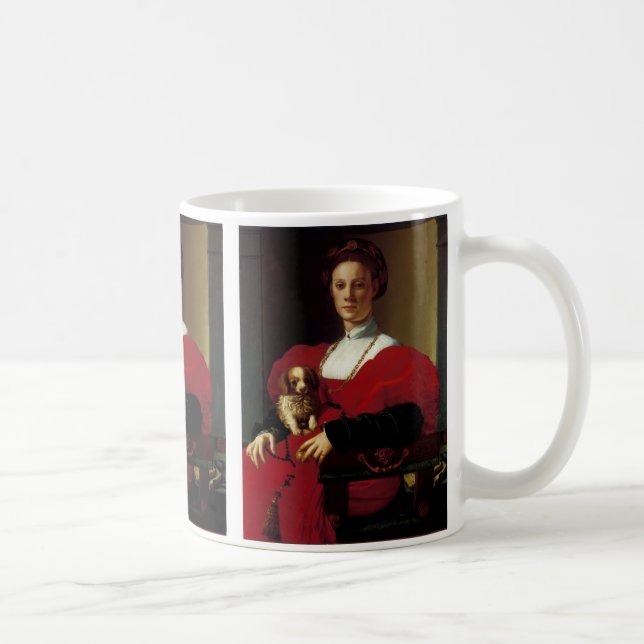 Dam i en röd säng kaffemugg (Höger)