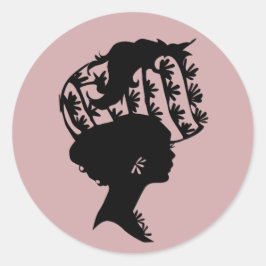 Dam i en Rosa av Bonnet 9 AH2010 Runt Klistermärke