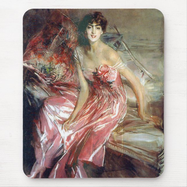 Dam i en Rosa Dress (av Giovanni Boldini) Musmatta (Framsidan)