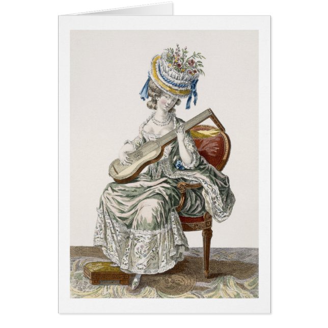 Dam i en skjuten Taffetaklänning som klippas med Hälsningskort (Framsidan)