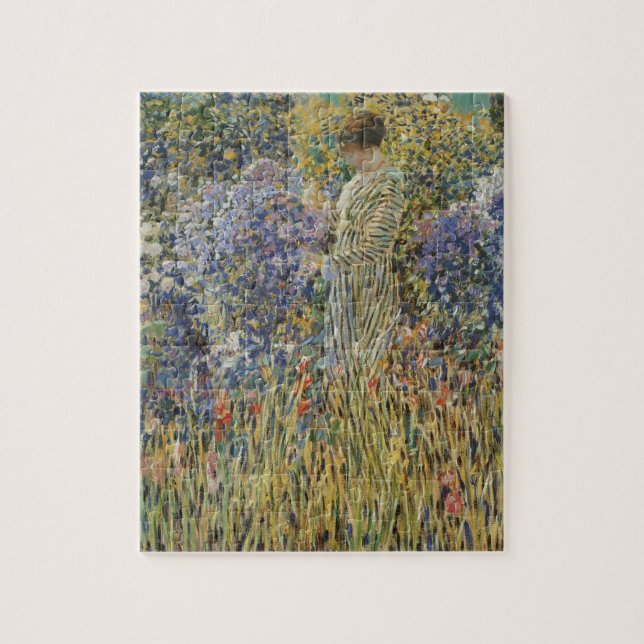 Dam i en trädgård av Frederick Frieseke, Fine Art Pussel (Vertikal)