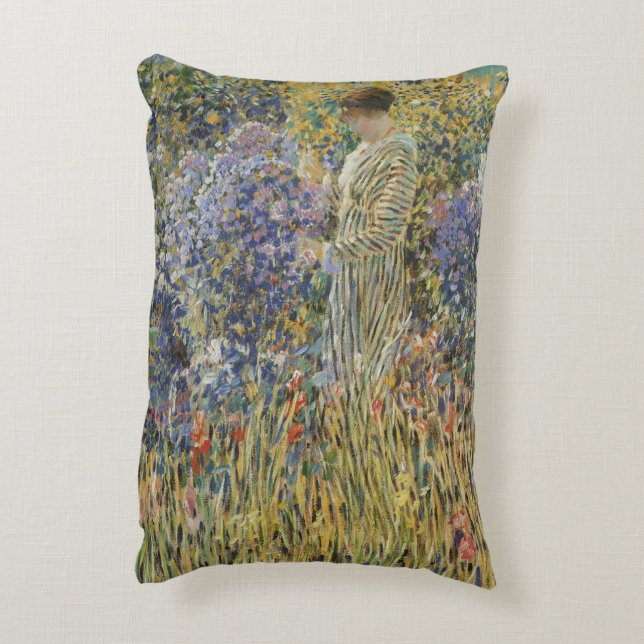 Dam i en trädgård av Frederick Frieseke, konst Prydnadskudde (Baksidan(Vertikal))