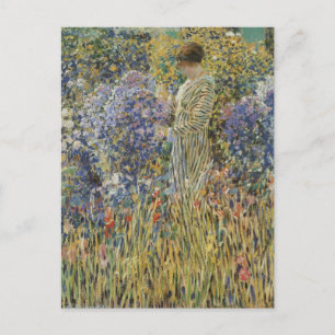 Dam i en trädgård av Frederick Frieseke, konst Vykort