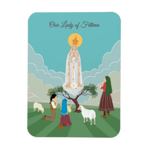 Dam i Fatima och de tre shepherdsen Magnet