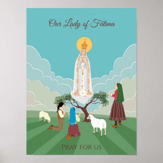 Dam i Fatima och de tre shepherdsen Poster (Framsidan)