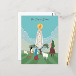 Dam i Fatima och de tre shepherdsen Vykort