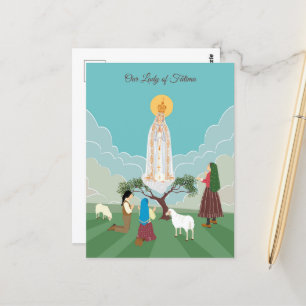 Dam i Fatima och de tre shepherdsen Vykort