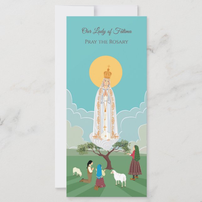 Dam i Fatima och shepherds-bönkortet (Framsida)